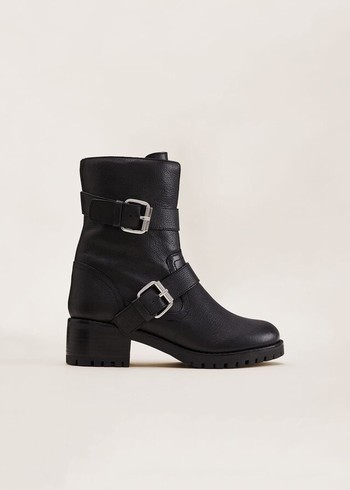 Phase Eight Alaska Leather Biker Boots Black Australia | YI1548209